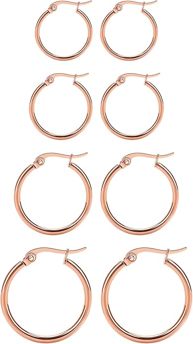 4 Pairs Titanium Hoop Earrings for Sensitive Ears Hypoallergenic Pure Titanium Earrings for Women Men G23 Lightweight Small Huggie Hoop Earrings Set 12MM 15MM 20MM 25MM