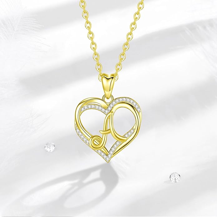 INFUSEU Unique Initial Necklaces for Women Girls Small Heart Letter Jewelry, Meaningful Personalized Gifts
