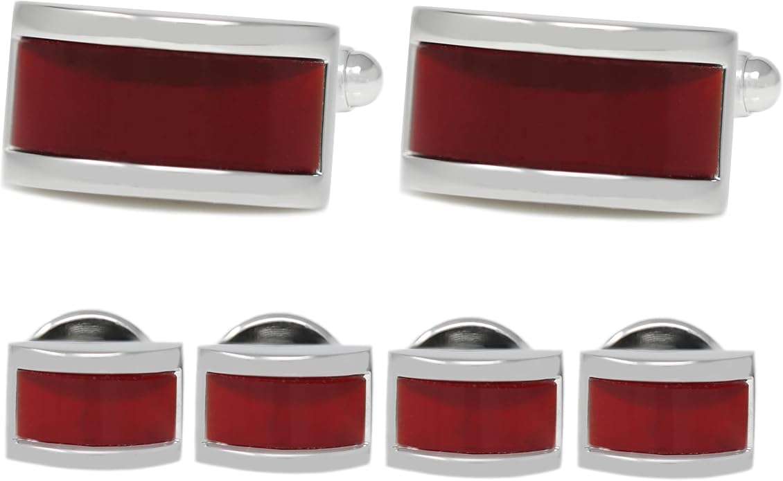 MENDEPOT Men Formal Wear Dress Shirt Cufflinks And Studs Set With Box Wedding Groom Groomsmen Gift