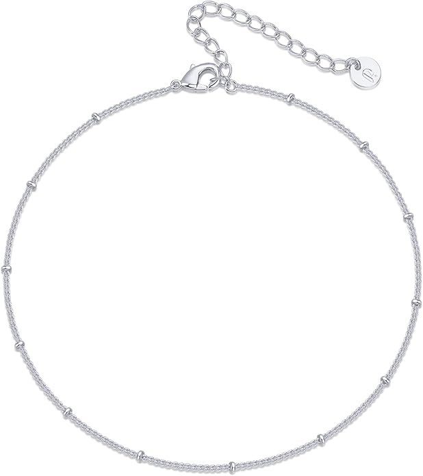 PAVOI 14K-18K Gold Plated Charm Link Flat Gold Anklets for Women | Beaded Marina Link Mariner Paperclip Snake Chain Jewelry Anklets