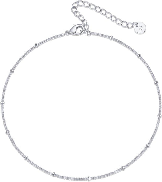 PAVOI 14K-18K Gold Plated Charm Link Flat Gold Anklets for Women | Beaded Marina Link Mariner Paperclip Snake Chain Jewelry Anklets