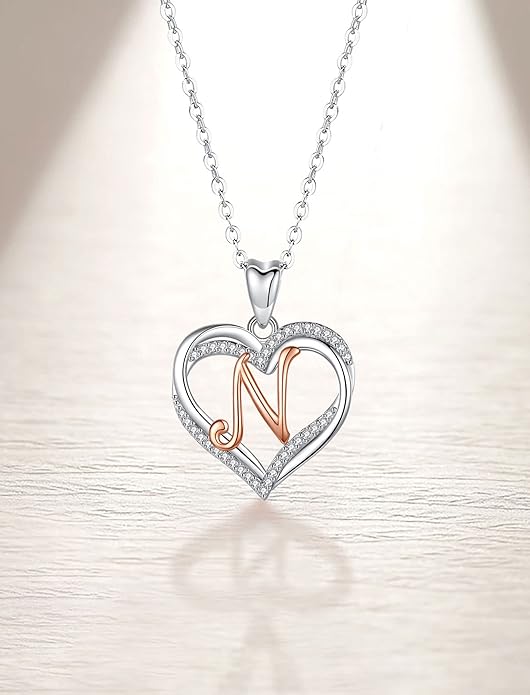 INFUSEU Unique Initial Necklaces for Women Girls Small Heart Letter Jewelry, Meaningful Personalized Gifts