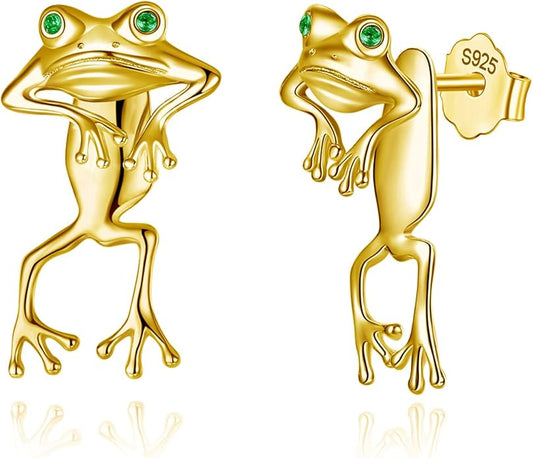 INFUSEU Sterling Silver Cute Stud Earrings Cat Frog Mushroom Bunny, Small Gifts for Women Teen Girls Animal Lovers