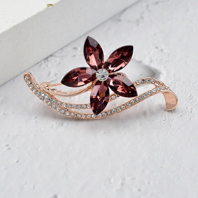 coadipress Flower Brooch for Women Girls Crystal Rhinestone Flower Floral Lapel Pin Elegant Clothing Accessory Wedding Gift Fashion Jewelry Gift