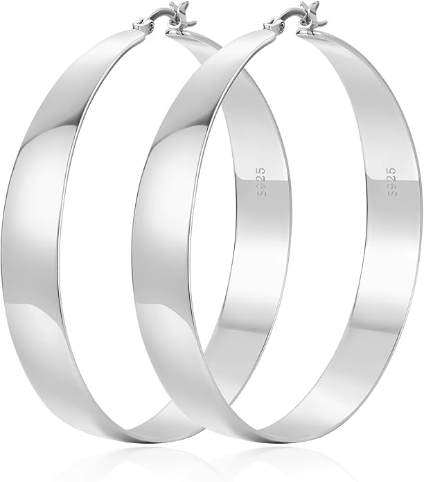 10MM Wide Thick Gold Hoop Earrings for Women Hypoallergenic 925 Sterling Silver Large Hoop Lightweight Chunky Hoops Earring for Women Jewelry Gifts