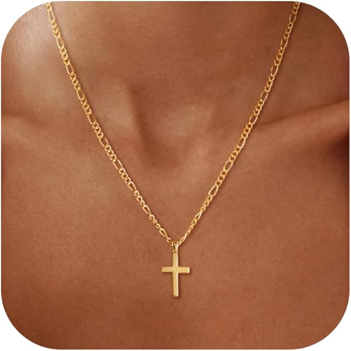 Cross Necklace for Women Dainty 14K Real Silver Gold Plated Layered Cross Pendant Necklace Stack Simple Trendy Cute Charm Choker Necklaces Jewelry Gift for Women Teen Her