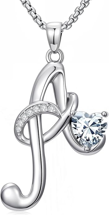 Christmas Gifts for Women Alphabet A to Z Initial Birthstone Pendant Necklaces for Women - 18k White Gold Plated Personalized Name Jewelry Valentine Mothers Day Birthday Gifts for Women Her Girlfriend