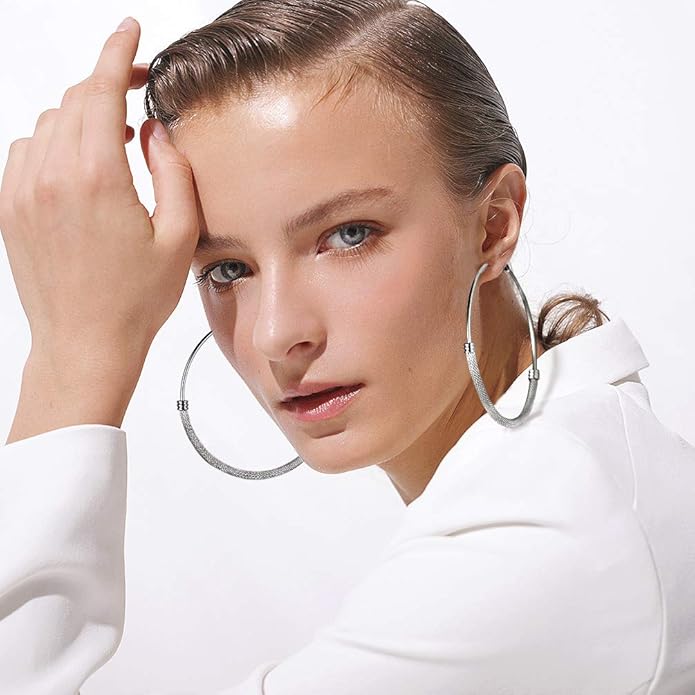 PROSTEEL 30/40/60/80/100mm Chunky Hoop Earrings For Women Gold Plated/Black Stainless Steel Hoops Earrings Statement Jewelry