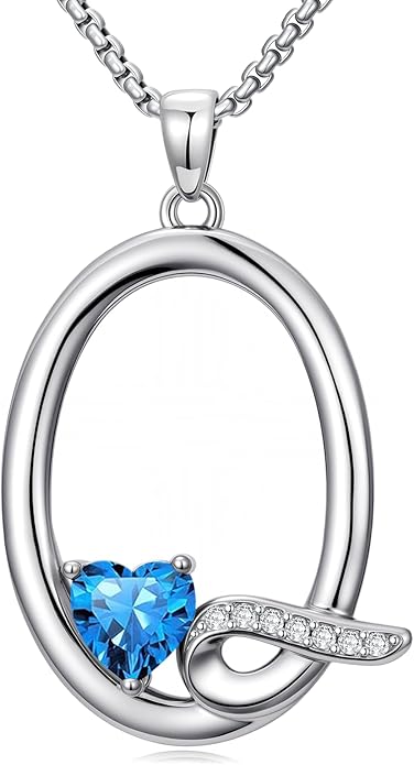 Christmas Gifts for Women Alphabet A to Z Initial Birthstone Pendant Necklaces for Women - 18k White Gold Plated Personalized Name Jewelry Valentine Mothers Day Birthday Gifts for Women Her Girlfriend