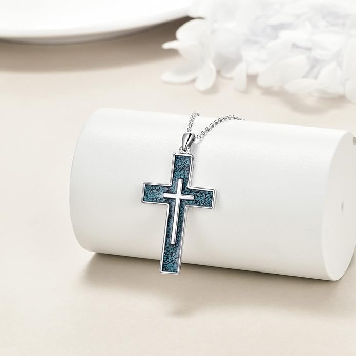 YFN Cross Necklace Sterling Silver Religious Cross Pendant Jewelry Christian Gifts for Women Men