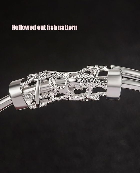 S925 Silver Bangle Bracelet for Women, Elegant Women‘s Sterling Silver Bracelet Bangle Adjustable 6.4-7.8 inches Small Size