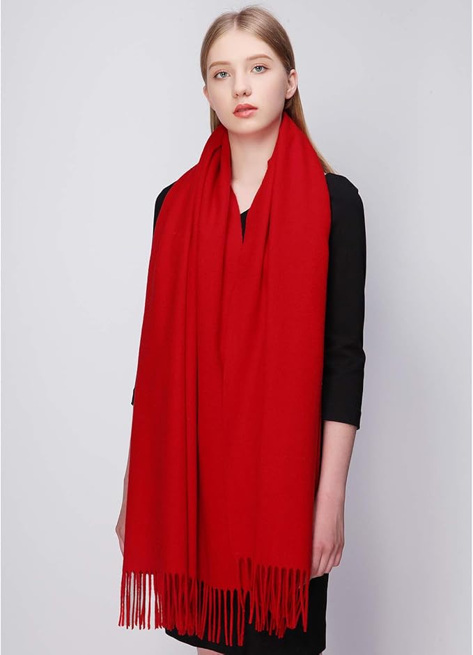 RIIQIICHY 100% Wool Scarf Pashmina Shawls and Wraps for Women Cashmere Warm Winter More Thicker Soft Scarves