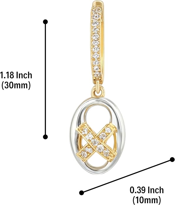 Gold Tone Oval Drop Earrings for Women with Crystal Accents – 30mm Long, Lightweight Fashion Jewelry. KT004