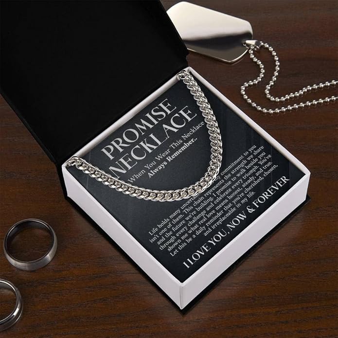 VIRAGIL To My Man Necklace Chain for Men, Silver Stainless Steel Chain Jewelry, Romantic Gift from Partner for Birthday Valentine or Everyday Wear with Meaning