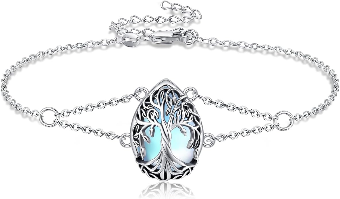 Mustard Seed Cross/Paw Print/Butterfly/Sunflower/Compass/Moss Agate Bracelet for Women 925 Sterling Silver Graduation Link Bracelet Jewelry for Women