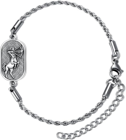 SIMONLY Zodiac Bracelet 925 Sterling Silver Constellation Anklet Horoscope Zodiac Jewelry Christmas Birthday Astrology Gifts for Women Men Unisex