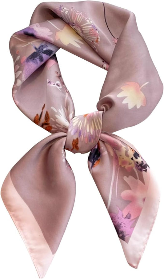 kcctoo 27.5" Mulberry Silk Feeling Head Scarf Women's Fashion Square Neck Satin Scarfs for Bag Hair Scarves Gift