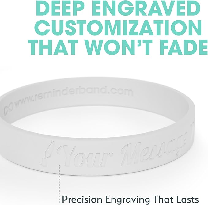 Reminderband Custom Silicone Bracelet – Motivational Wristbands, Bulk Personalized Bands for Events, Awareness, Fundraisers, Gifts – Custom Rubber Bracelets - 1/2" Classic