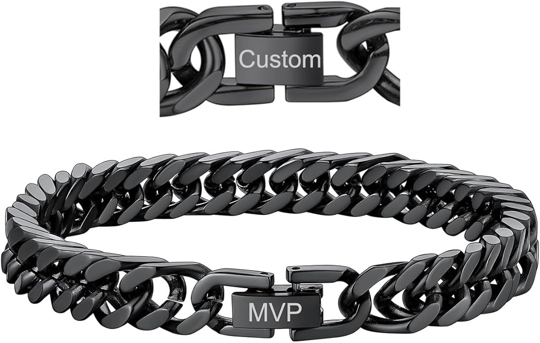 ChainsHouse Stainless Steel Cuban Link Bracelet, 8mm/12mm/17mm Width, 7.5"/8.3"/9", 18K Gold Plated Chain Wrist Bracelets for Men Women, Send Gift Box