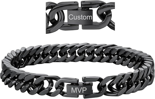 ChainsHouse Stainless Steel Cuban Link Bracelet, 8mm/12mm/17mm Width, 7.5"/8.3"/9", 18K Gold Plated Chain Wrist Bracelets for Men Women, Send Gift Box