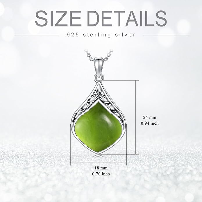 Teardrop Necklace 925 Sterling Silver Vintage Natural Gemstone Pendant Jewelry Birthday Christmas Gifts for Women Mom