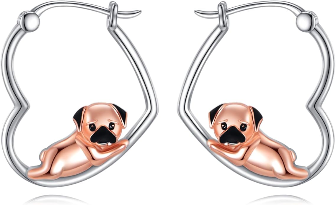 YFN Animal Earrings Sterling Silver Animal Heart Hoop Dangle Earrings Cute Jewelry Gifts for Women