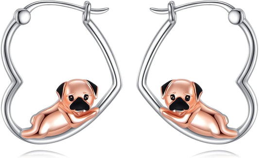 YFN Animal Earrings Sterling Silver Animal Heart Hoop Dangle Earrings Cute Jewelry Gifts for Women