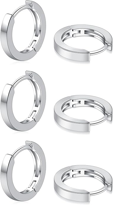 micuco 3 Pairs Small Hoop Earrings Set for Women, 14K Gold Plated Huggie Hoop Earrings for Men, Tiny Cartilage Hypoallergenic Earring Set
