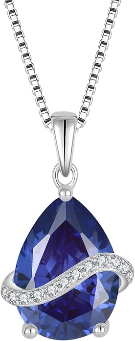 Teardrop Necklace for Women 925 Sterling Silver Birthstone Necklace Pendant Jewelry Gifts for Her