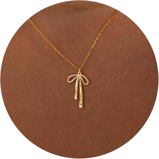 Gold Necklace for Women-14K Gold Plated Bow,Dragon,Shell, Palm Tree, Seahorse, Conch Shell,Sardines, Cowboy Boot,Bat,Bunny Pendant Beachy Jewelry for Women Gifts