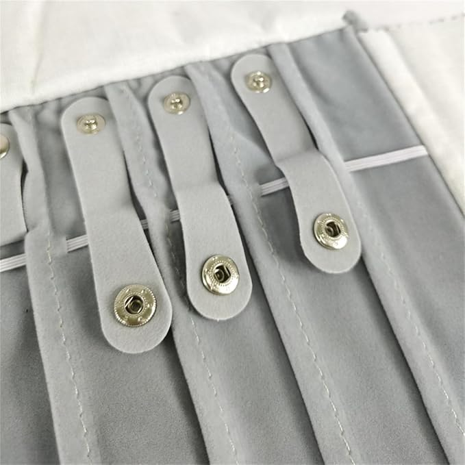 SCIKHEFT Portable Jewelry Roll Untangled Secure Necklace Travel Storage Bag Displays Holder 16 Chain (Black and Gray)