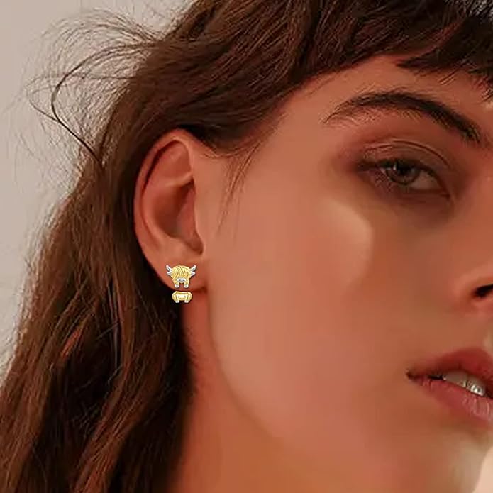 Animal Jacket Earrings for Womens 925 Sterling Silver Axolotl Pug Cat Goat Earrings Cute 3D Earrings Jacket Hypoallergenic