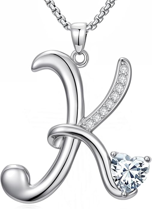 Christmas Gifts for Women Alphabet A to Z Initial Birthstone Pendant Necklaces for Women - 18k White Gold Plated Personalized Name Jewelry Valentine Mothers Day Birthday Gifts for Women Her Girlfriend