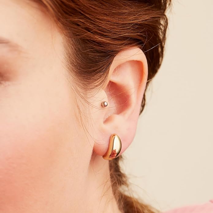 Freekiss 3 Pairs Gold Hoop Earrings Set: Dainty Stud Earrings Trendy Small 14K Gold Plated Hypoallergenic Dangle Cartilage Huggie Hoop Earrings for Women Gold Jewelry for Women Gifts