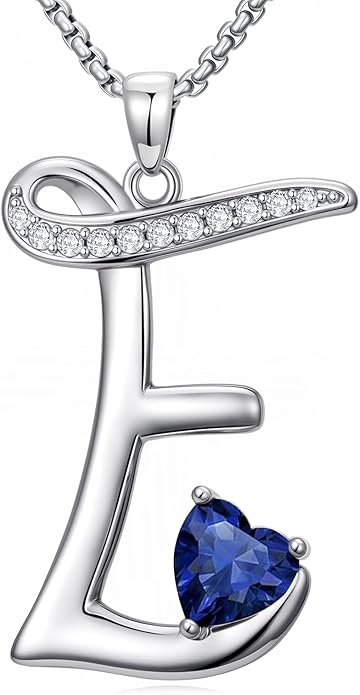 Christmas Gifts for Women Alphabet A to Z Initial Birthstone Pendant Necklaces for Women - 18k White Gold Plated Personalized Name Jewelry Valentine Mothers Day Birthday Gifts for Women Her Girlfriend