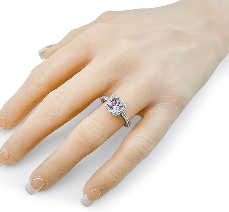 NANA Jewels Sterling Silver Engagement Rings for Women - Choose Simulated Morganite, Citrine, Aquamarine & More