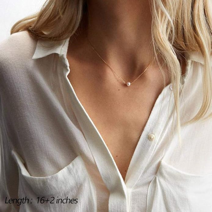 Turandoss Dainty Layered Choker Necklace, Handmade Y Pendant Necklace Multilayer Bar Disc Necklace Adjustable Layering Choker Necklaces for Women