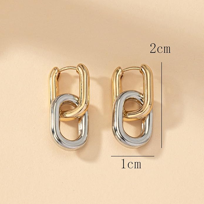 Mixed Metal Earrings for Women Two Tone Hoop Trendy Small Cute Dainty Everyday Jewelry Gift