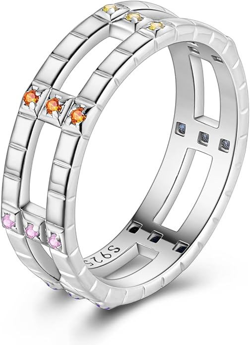 NARMO 925 Sterling Silver Rings for Women Evil Eyes Rings Entwined Line Cubic Zirconia Rings Simple Stackable Finger Rings Engagement Ring Personality Rings Size 6-9