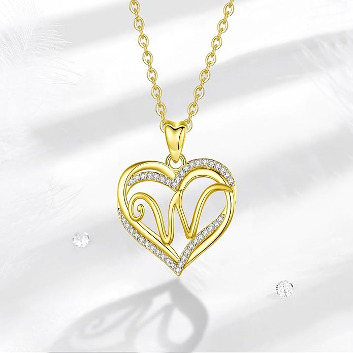 INFUSEU Unique Initial Necklaces for Women Girls Small Heart Letter Jewelry, Meaningful Personalized Gifts
