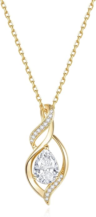 FANCIME Birthstone Necklace for Women Teardrop Necklace S925 Sterling Silver Infinity Love Birthday Gifts for Mom Women Girls, 16"+2" Inches