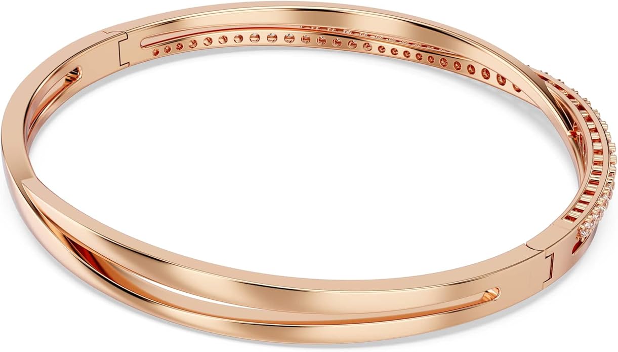 SWAROVSKI Twist Rows Crystal Bracelet Collection, Rhodium & Rose Gold Tone Finish, Clear Crystals