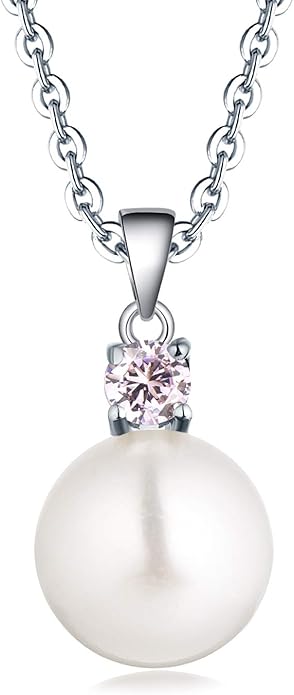 925 Sterling Silver Freshwater Cultured Pearl Pendant Necklace JO WISDOM Jewelry for Women,Girls