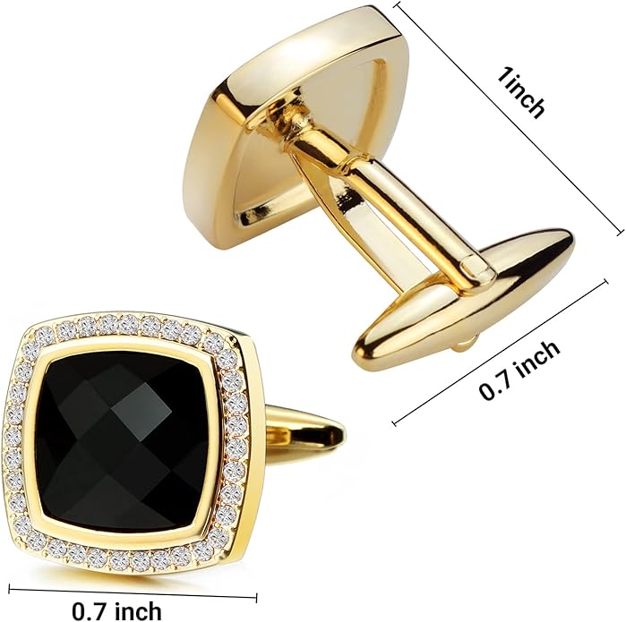 HAWSON Cufflinks for Men, Gold Diamond Crystal Cufflinks for Groom Husband Personalized Gifts, Mens Formal Wedding Business Cufflinks, Luxurious Gorgeous Cuff Links French Shirt Accessories