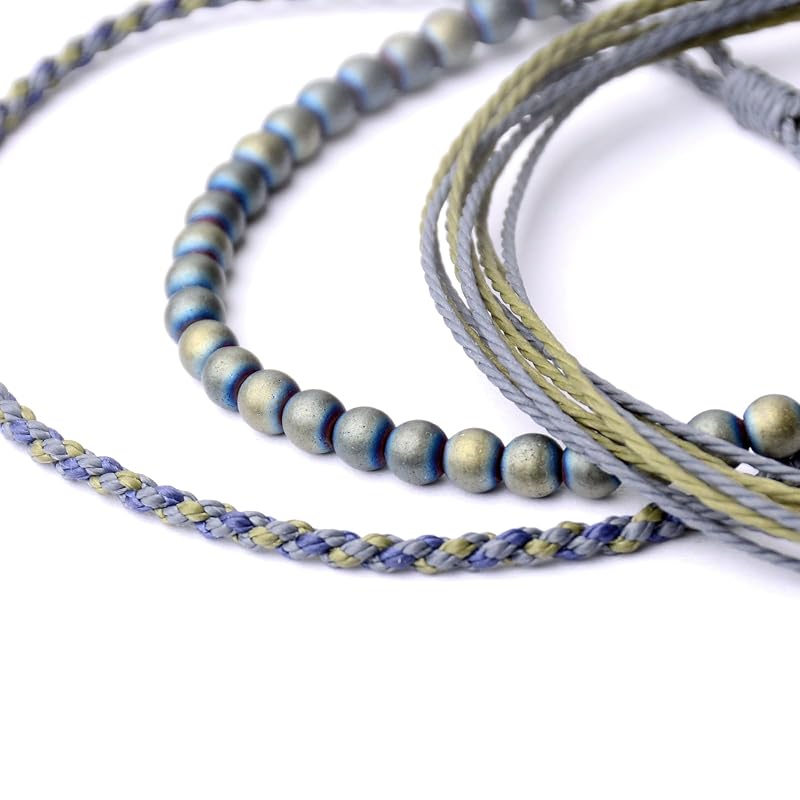Handmade Natural Stone Beaded Healing Bracelet Gift for Men Adjustable Rope String Bracelet (Hematite/Reiki, Adjustable)