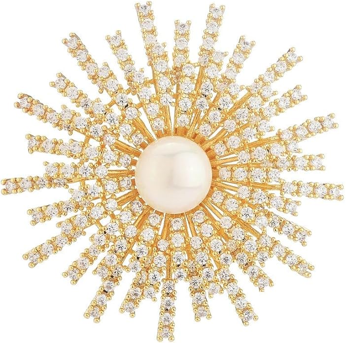 Fashion Flower Brooches for Women Rhinestone Flower Brooches Pins 18k Gold Plated Lapel Pins Jewelry for Girlfriend Wife