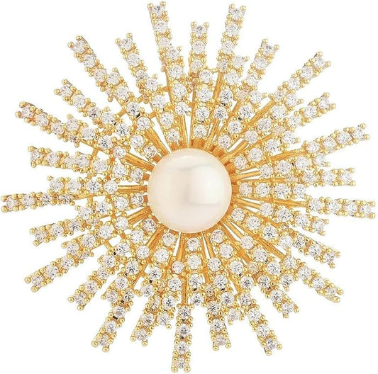 Fashion Flower Brooches for Women Rhinestone Flower Brooches Pins 18k Gold Plated Lapel Pins Jewelry for Girlfriend Wife