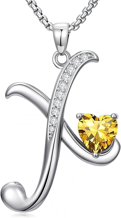 Christmas Gifts for Women Alphabet A to Z Initial Birthstone Pendant Necklaces for Women - 18k White Gold Plated Personalized Name Jewelry Valentine Mothers Day Birthday Gifts for Women Her Girlfriend