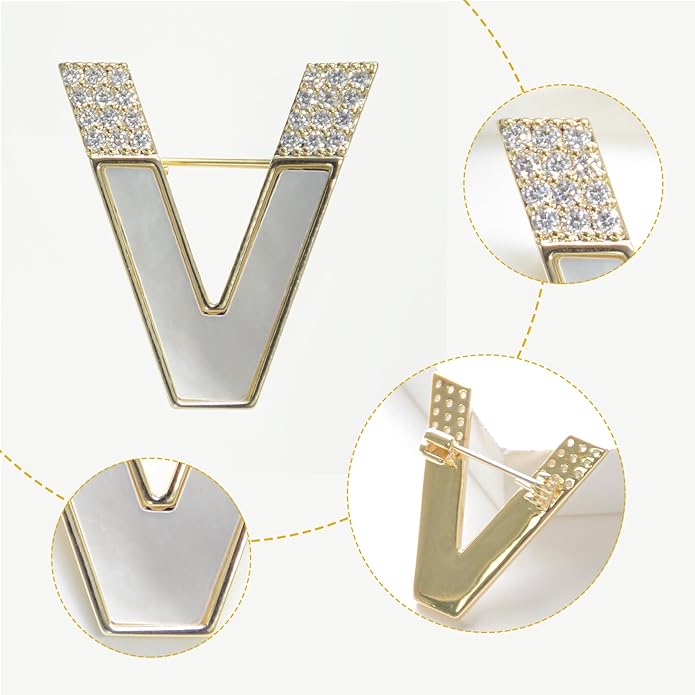 Jerler Sliver Crystal Brooch Pin Rhinestone Lapel Pin Jewelry for Women, Banquet Scarf Pearl Pins for Wedding Bridal Party