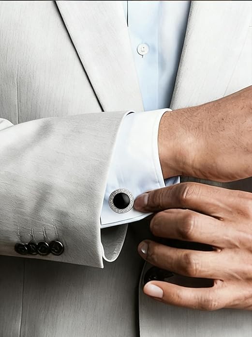 Silver Cuff Links Mens, Cufflinks for Men Square Mens Cufflink for Frrench Cuff Shirt Silver Cuff Link Shirt for Wedding Business Formal Wear